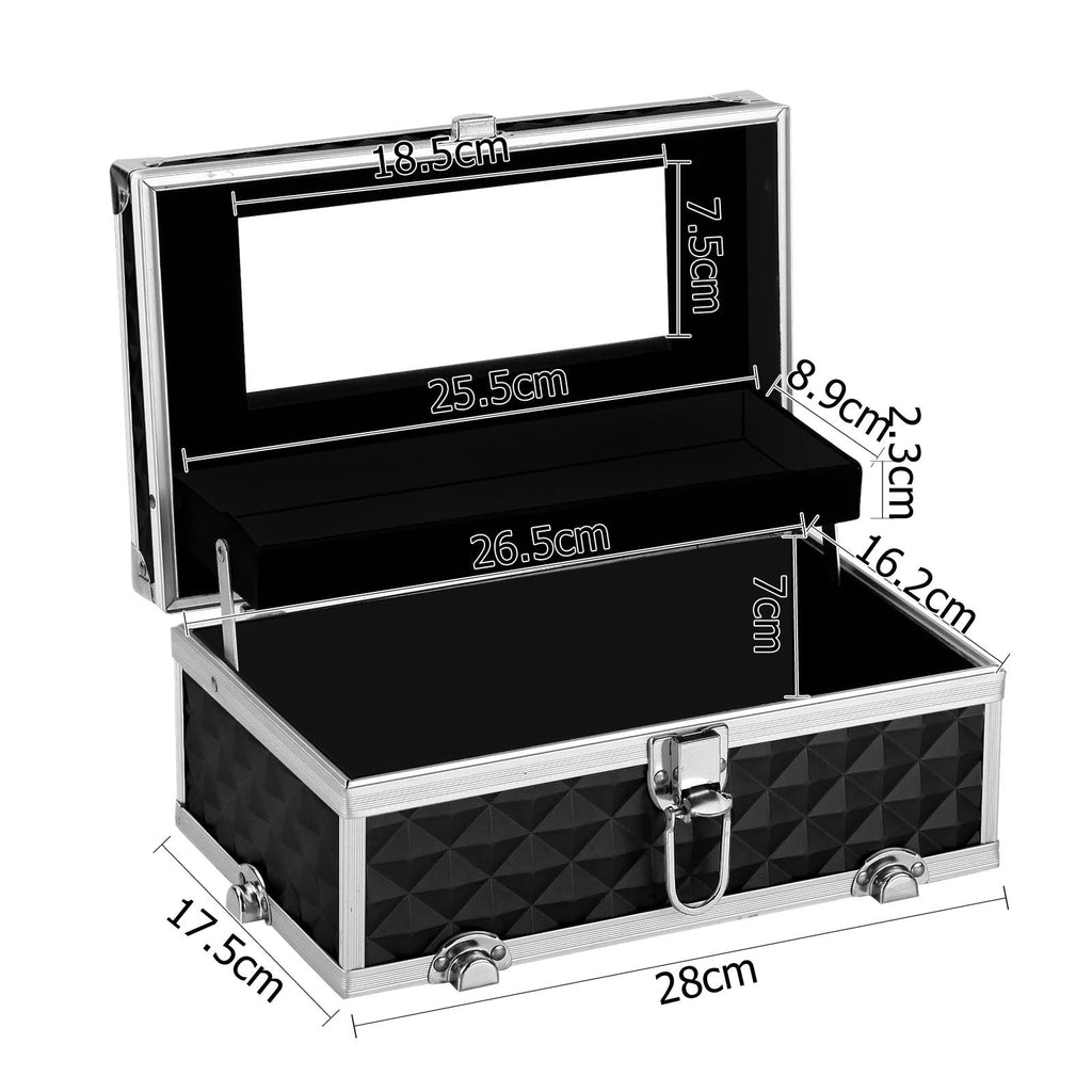 Makeup Carry Case with Mirror - Diamond Black