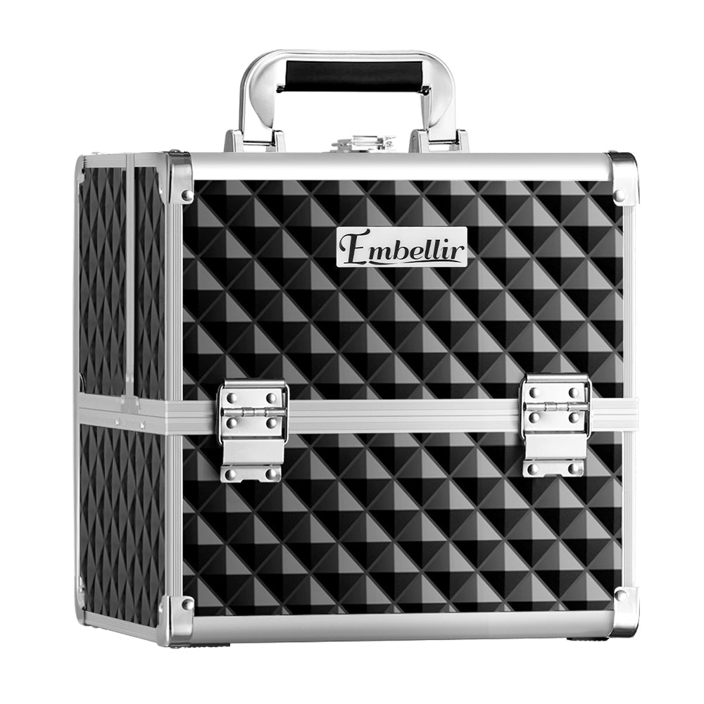 Portable Beauty Case with Fold-Out Mirror