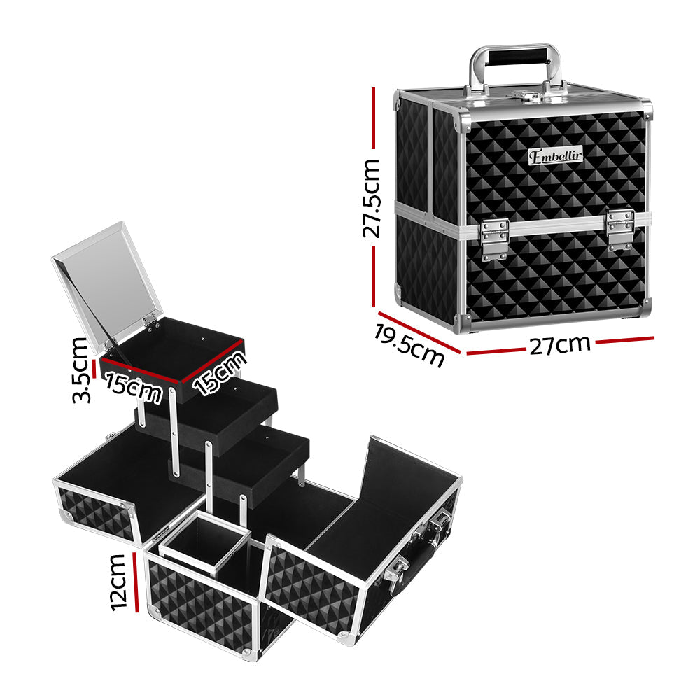 Portable Beauty Case with Fold-Out Mirror