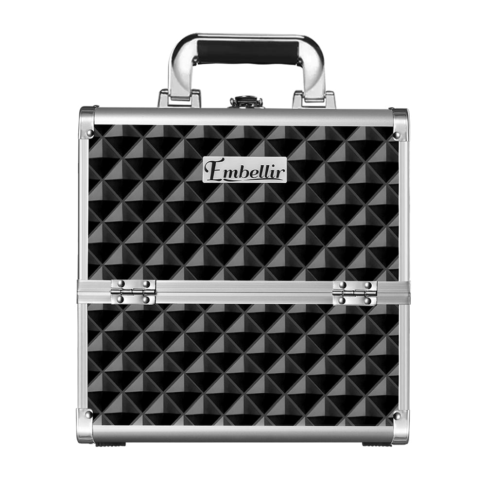 Portable Beauty Case with Fold-Out Mirror