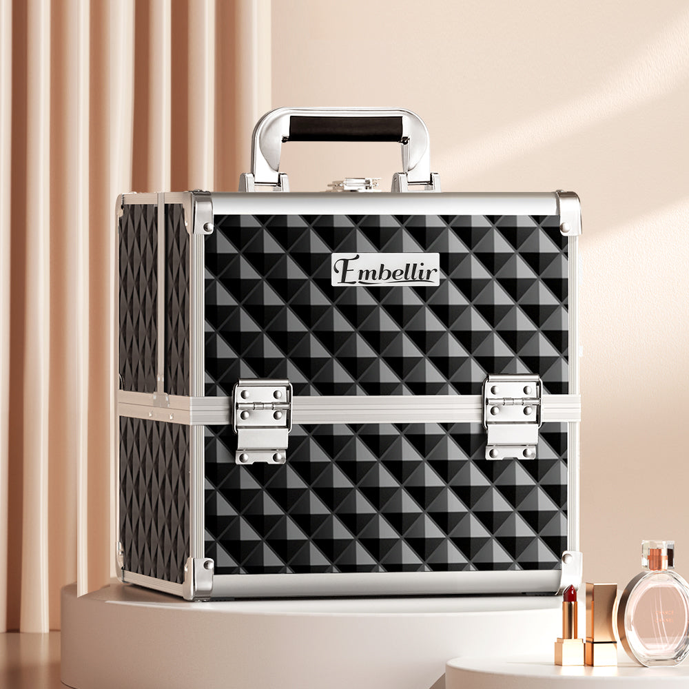 Portable Beauty Case with Fold-Out Mirror