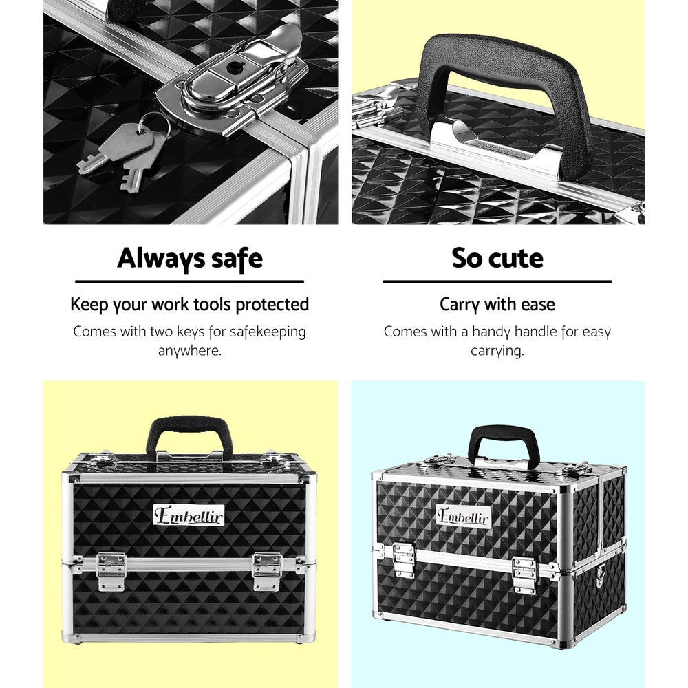 Portable Makeup Case - Diamond Black