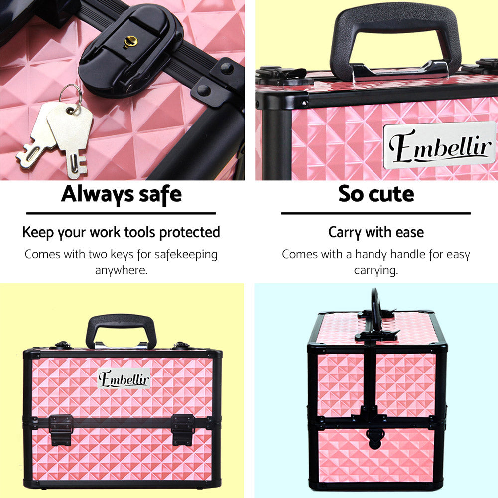 Portable Makeup Case - Diamond Pink