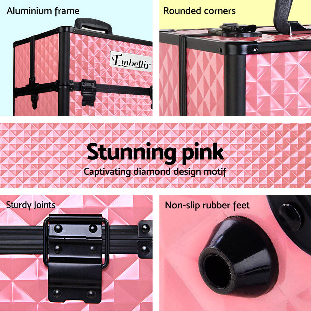 Portable Makeup Case - Diamond Pink