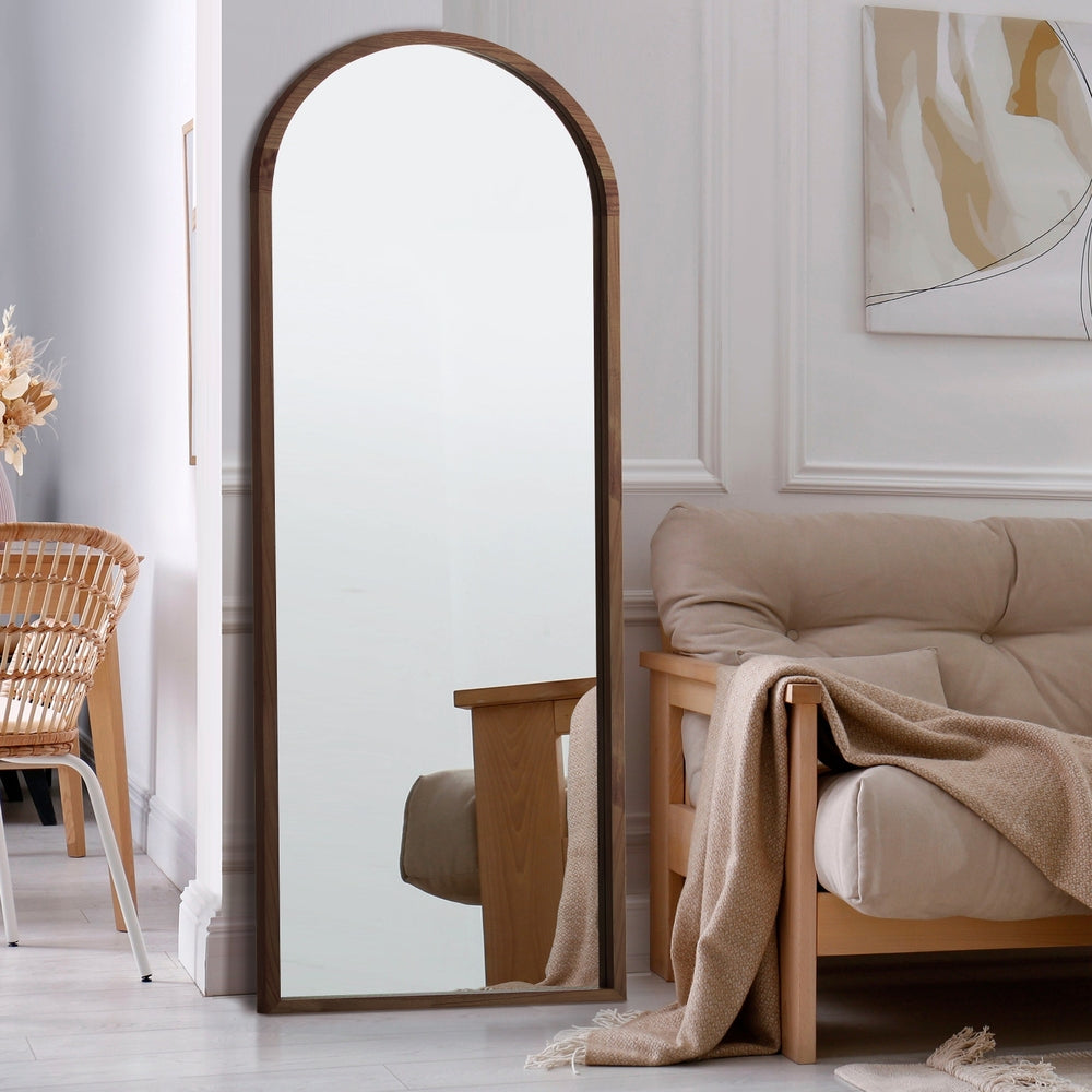 Arched Full-Length Wooden Floor Mirror