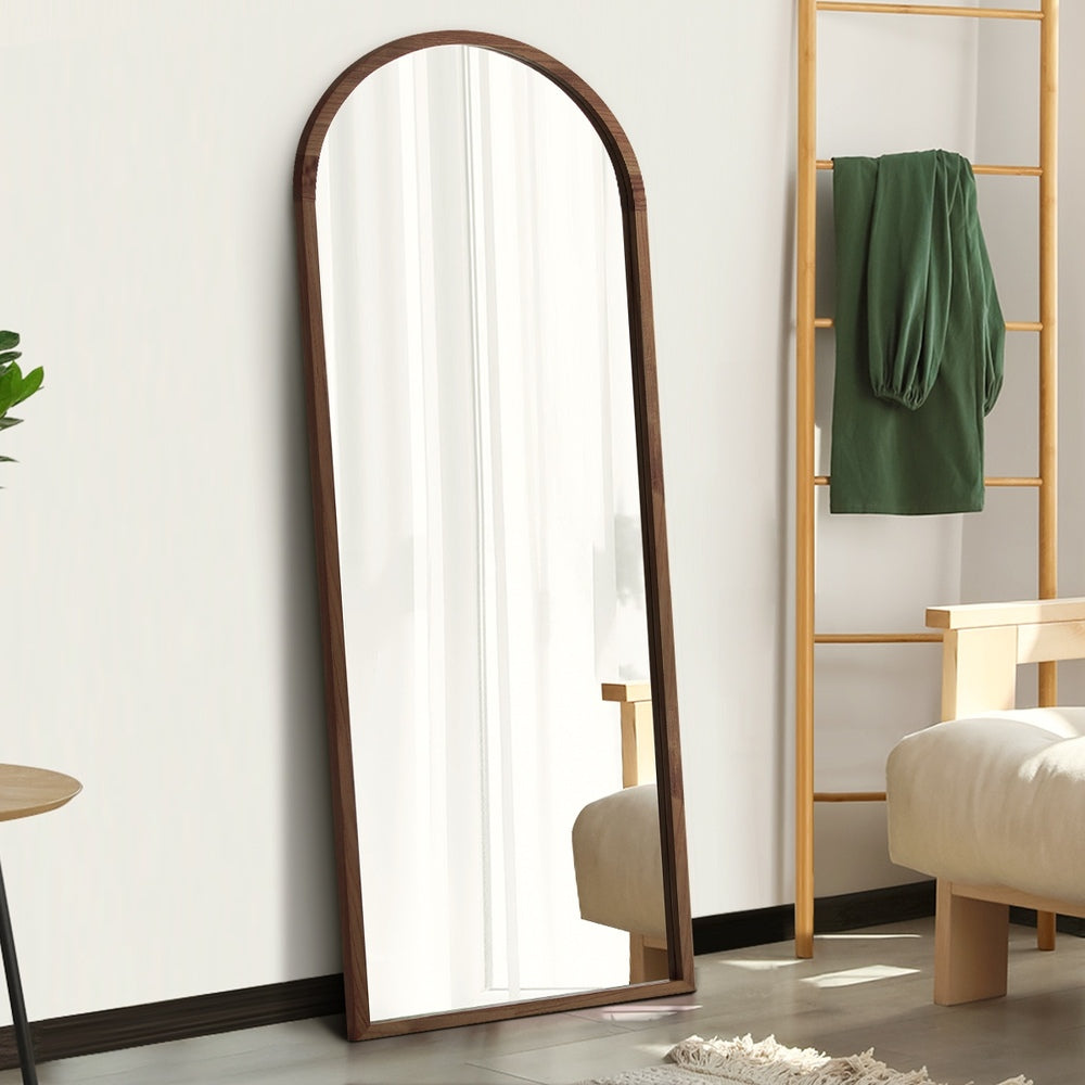 Arched Full-Length Wooden Floor Mirror