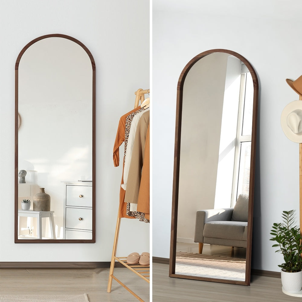Arched Full-Length Wooden Floor Mirror