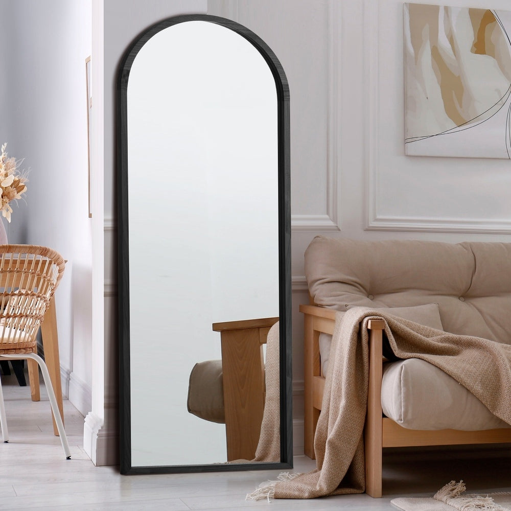 Arched Full-Length Wooden Floor Mirror