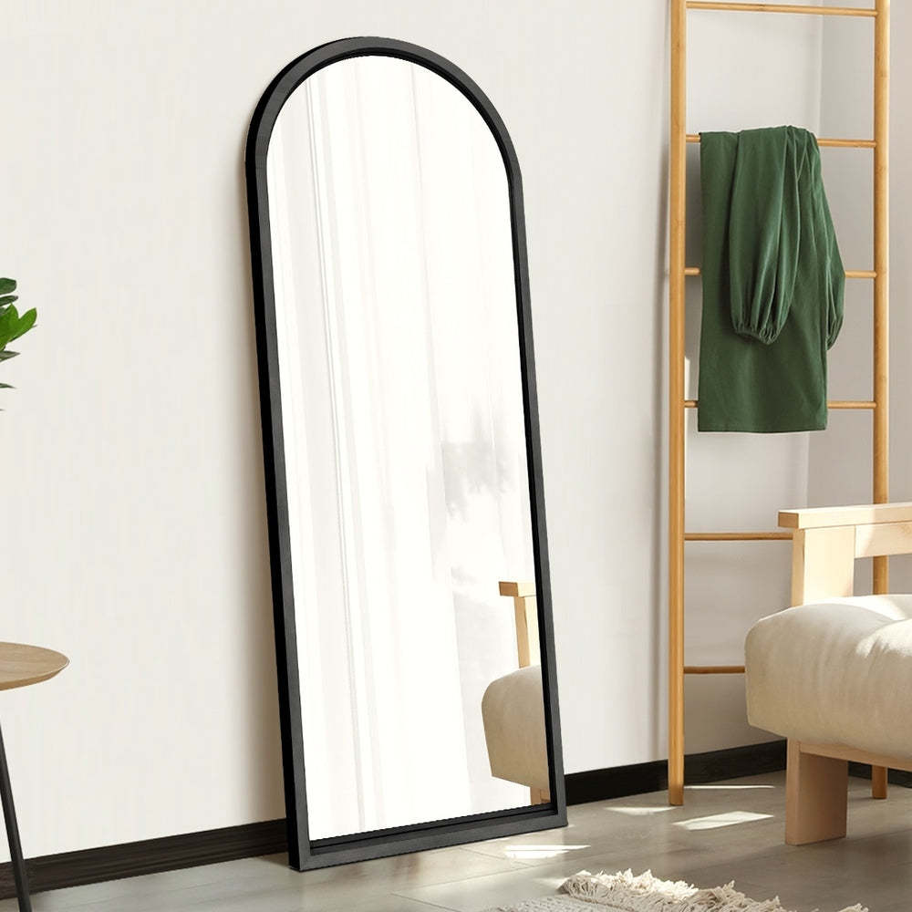 Arched Full-Length Wooden Floor Mirror