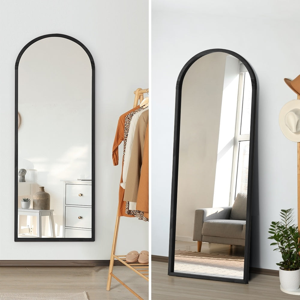 Arched Full-Length Wooden Floor Mirror