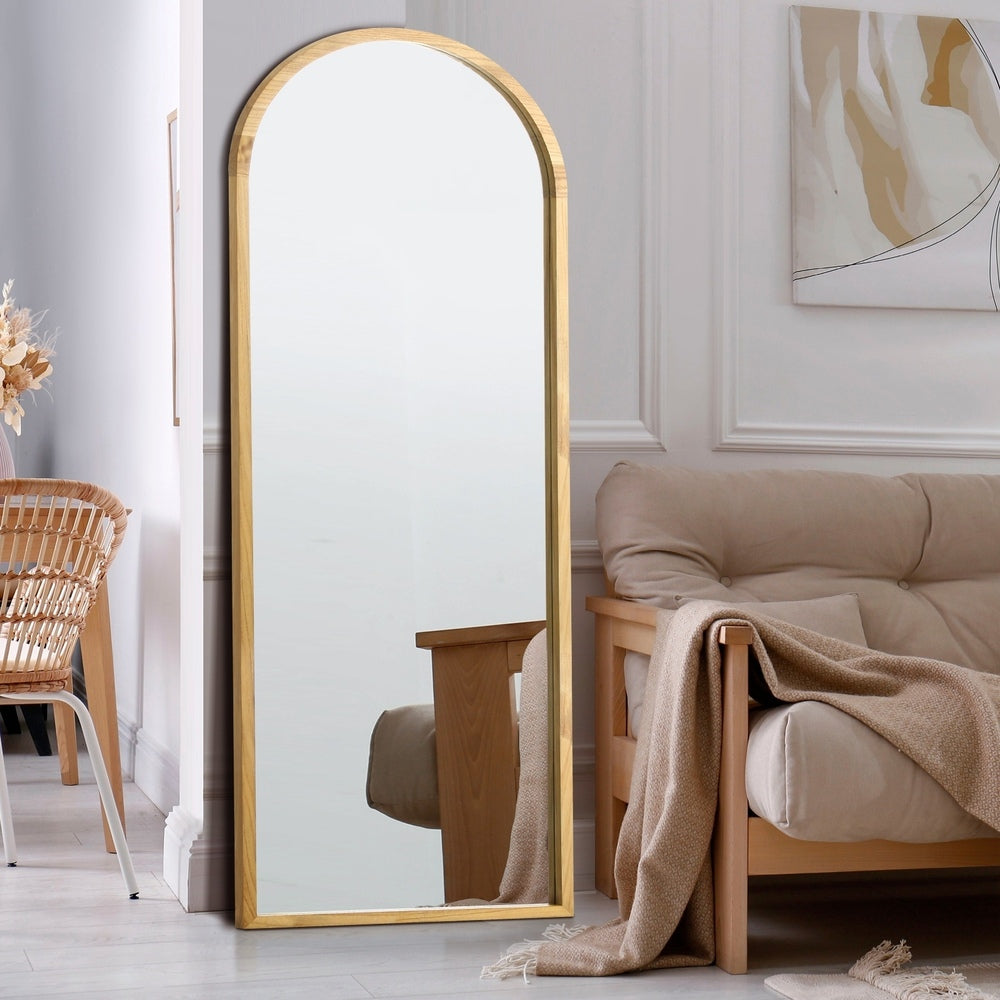 Arched Full-Length Wooden Floor Mirror