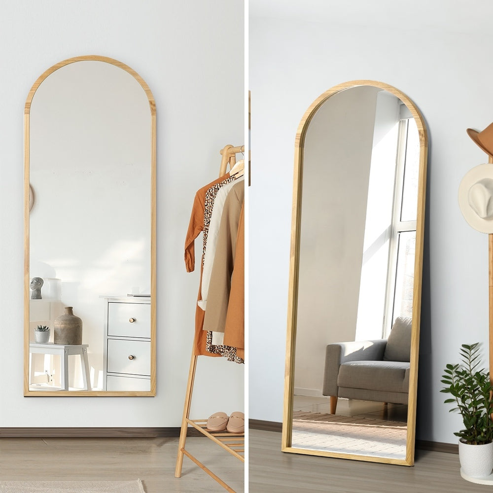 Arched Full-Length Wooden Floor Mirror