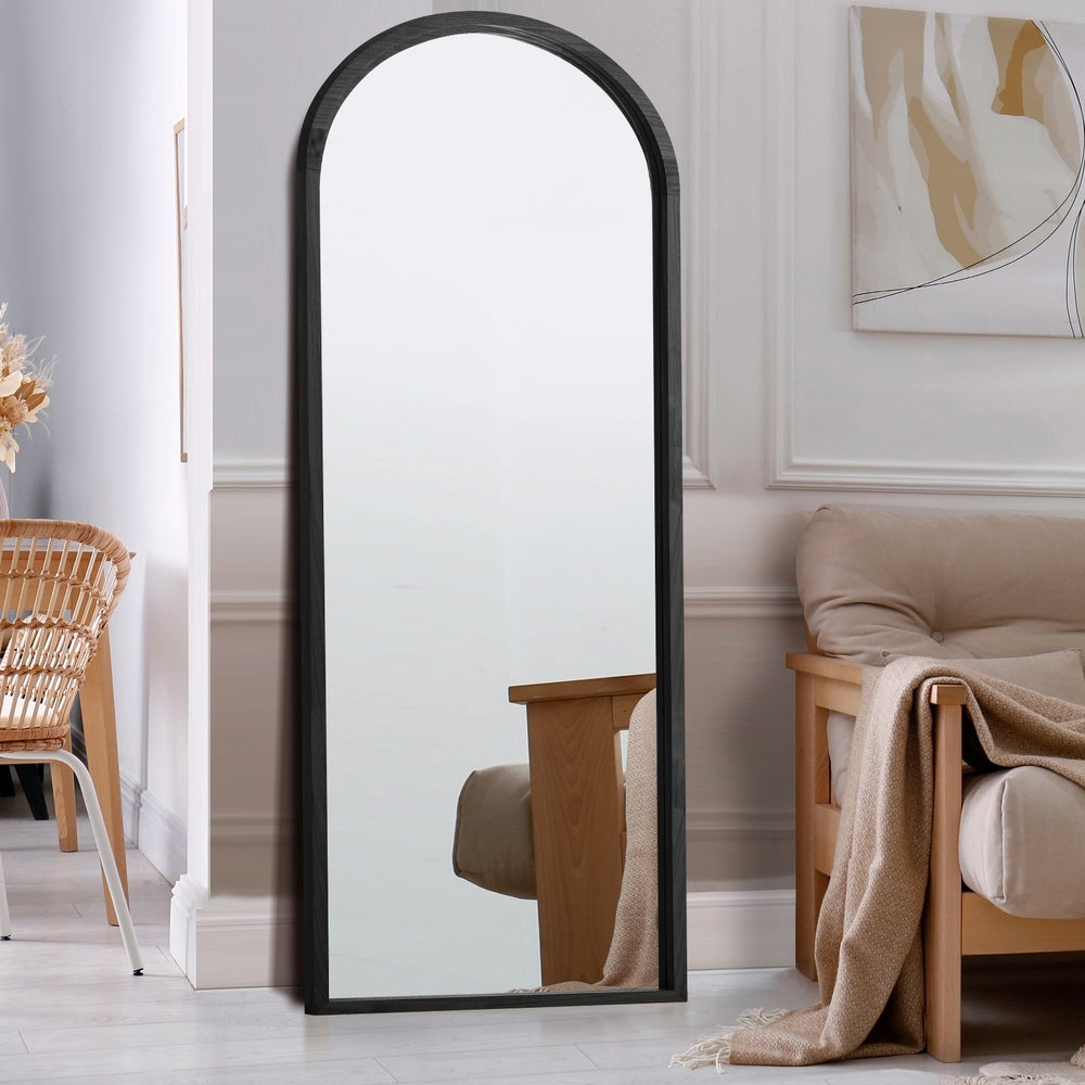 Arched Full-Length Wooden Floor Mirror