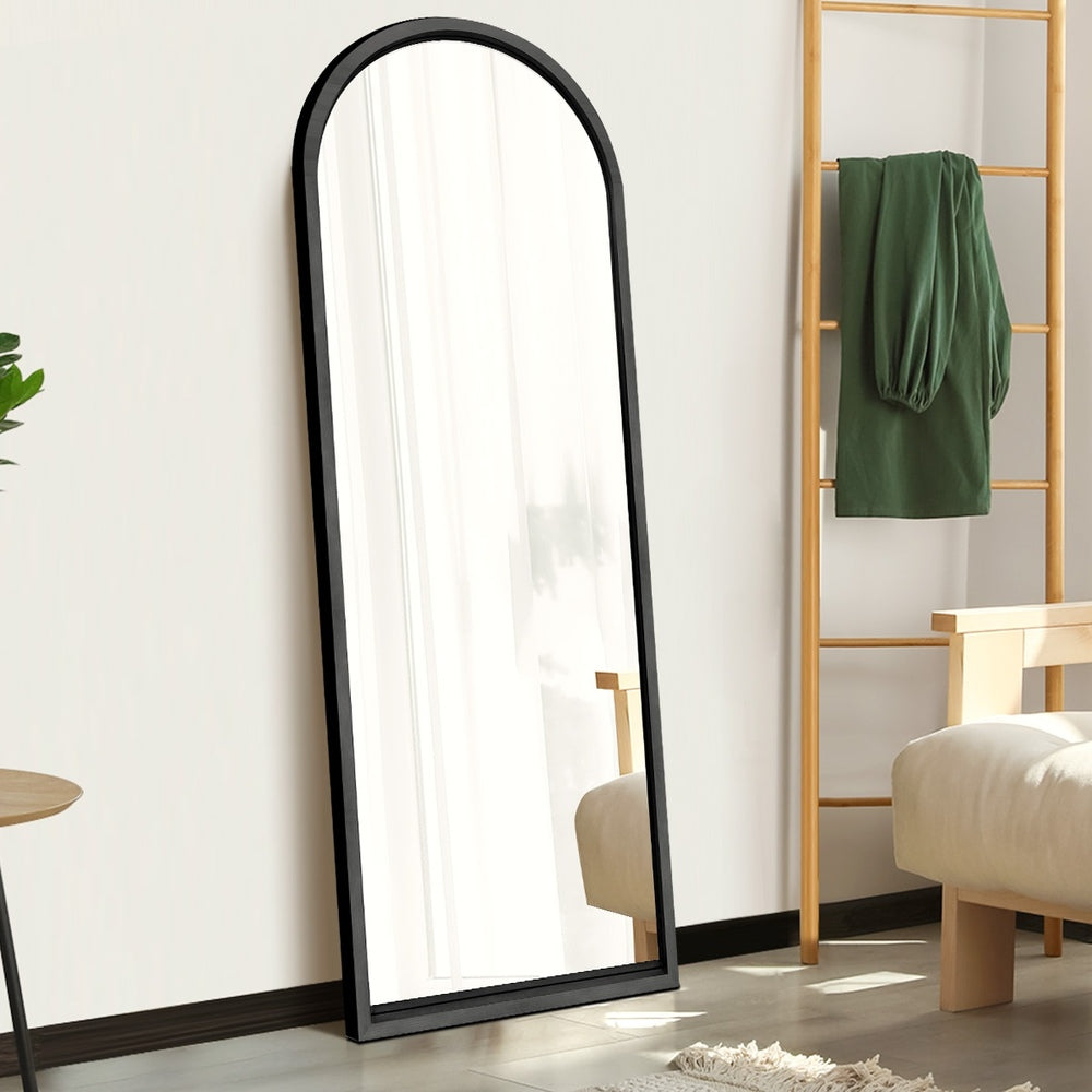 Arched Full-Length Wooden Floor Mirror