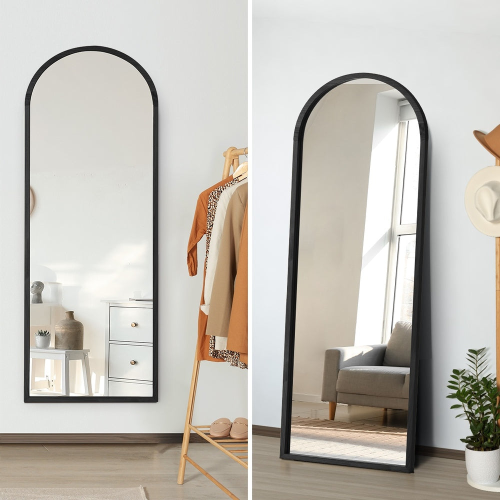Arched Full-Length Wooden Floor Mirror