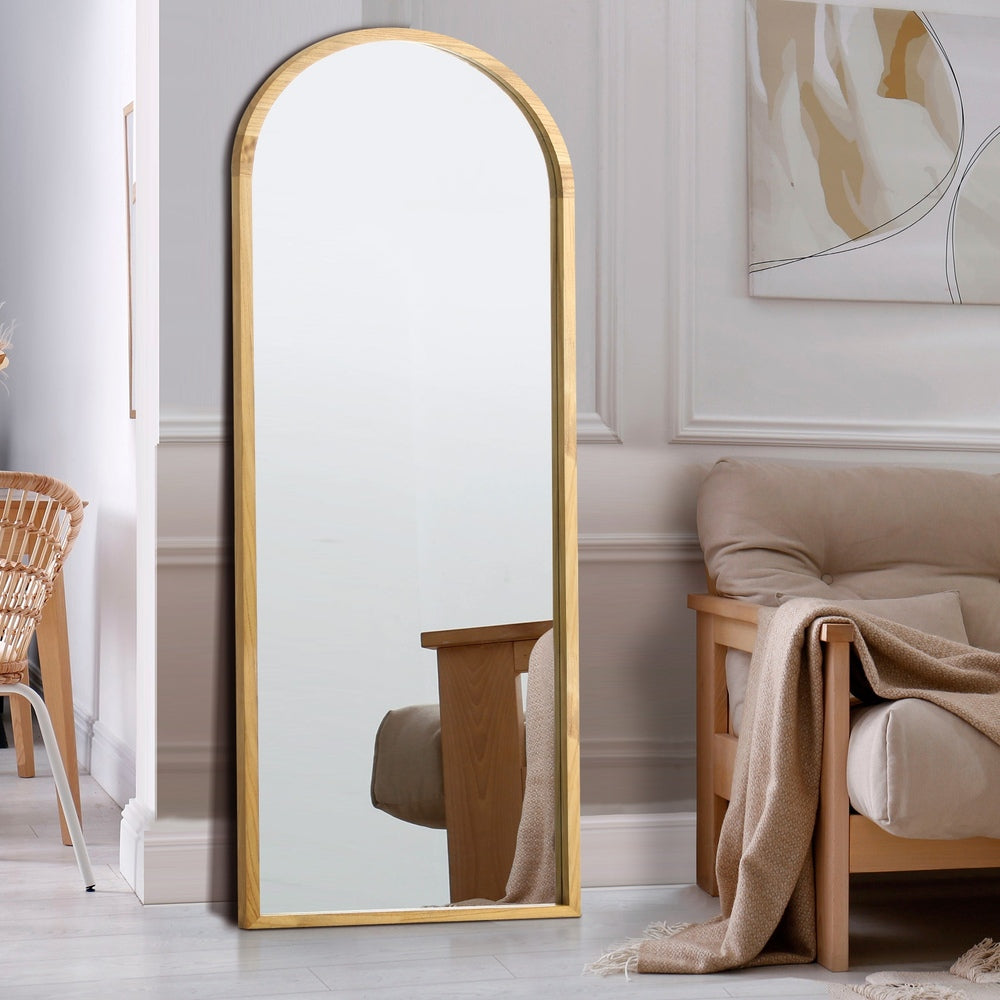 Arched Full-Length Wooden Floor Mirror