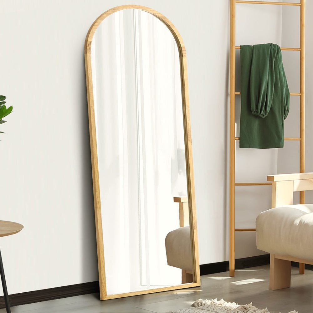 Arched Full-Length Wooden Floor Mirror