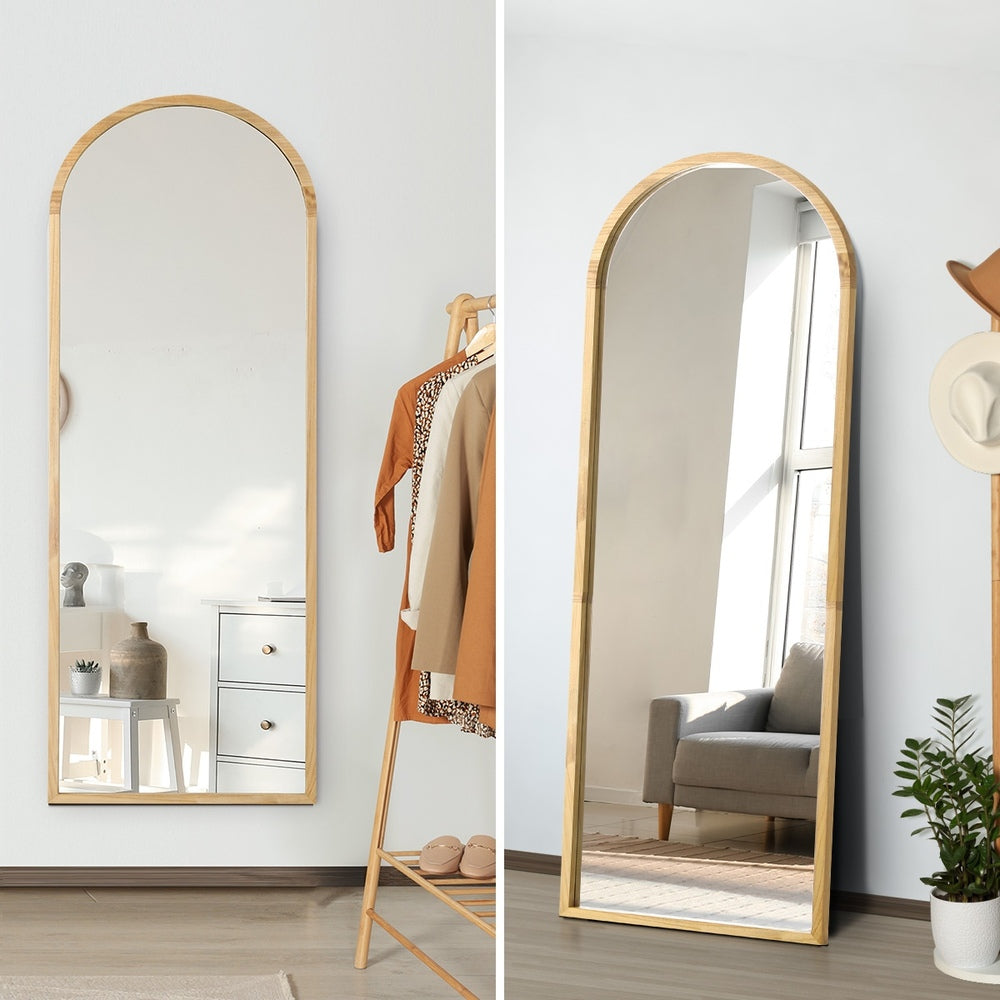 Arched Full-Length Wooden Floor Mirror