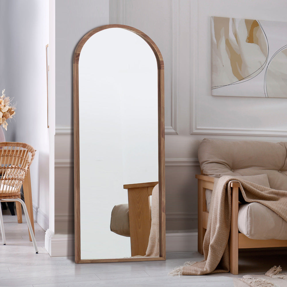 Arched Full-Length Wooden Floor Mirror