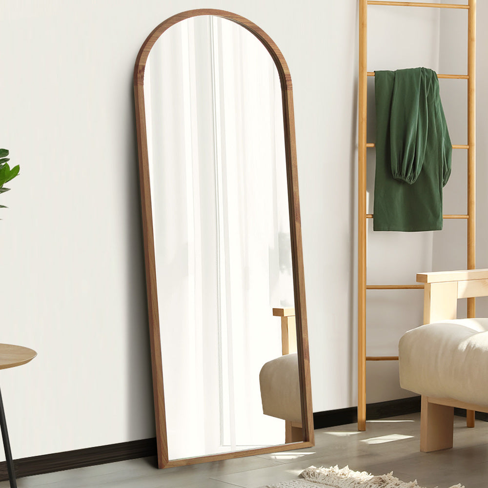 Arched Full-Length Wooden Floor Mirror