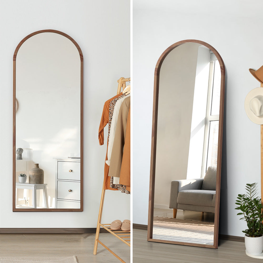 Arched Full-Length Wooden Floor Mirror