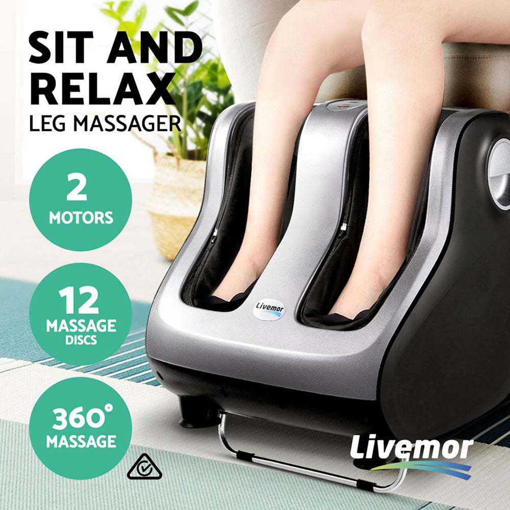 Livemor 5-in-1 Leg & Foot Massager - Silver