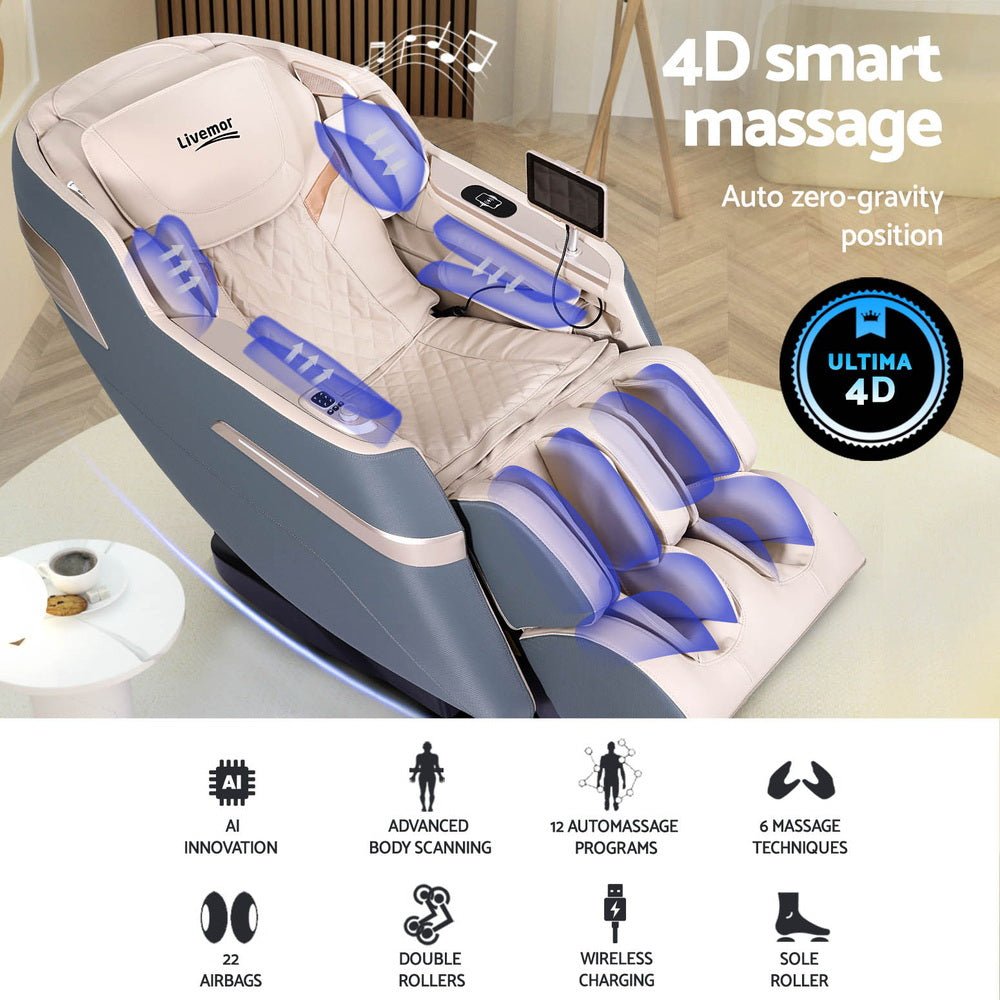 4D Massage Chair - Sina Gray