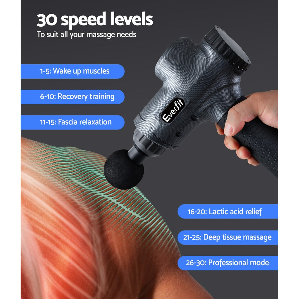 Percussion Massage Gun - 30 Speed, 6 Heads