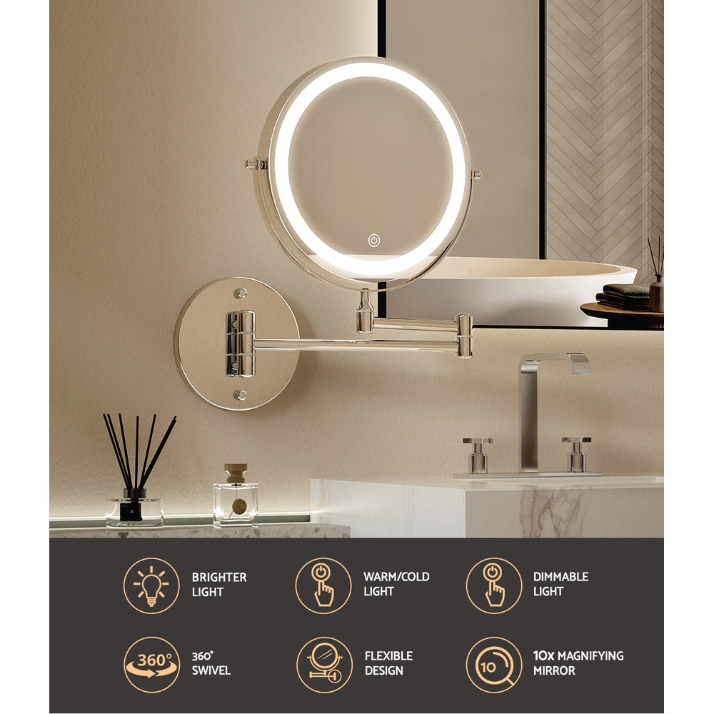 Extendable 10X Magnifying Mirror - Silver