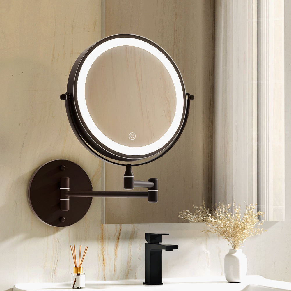 Extendable 10X Magnifying Mirror - Brown