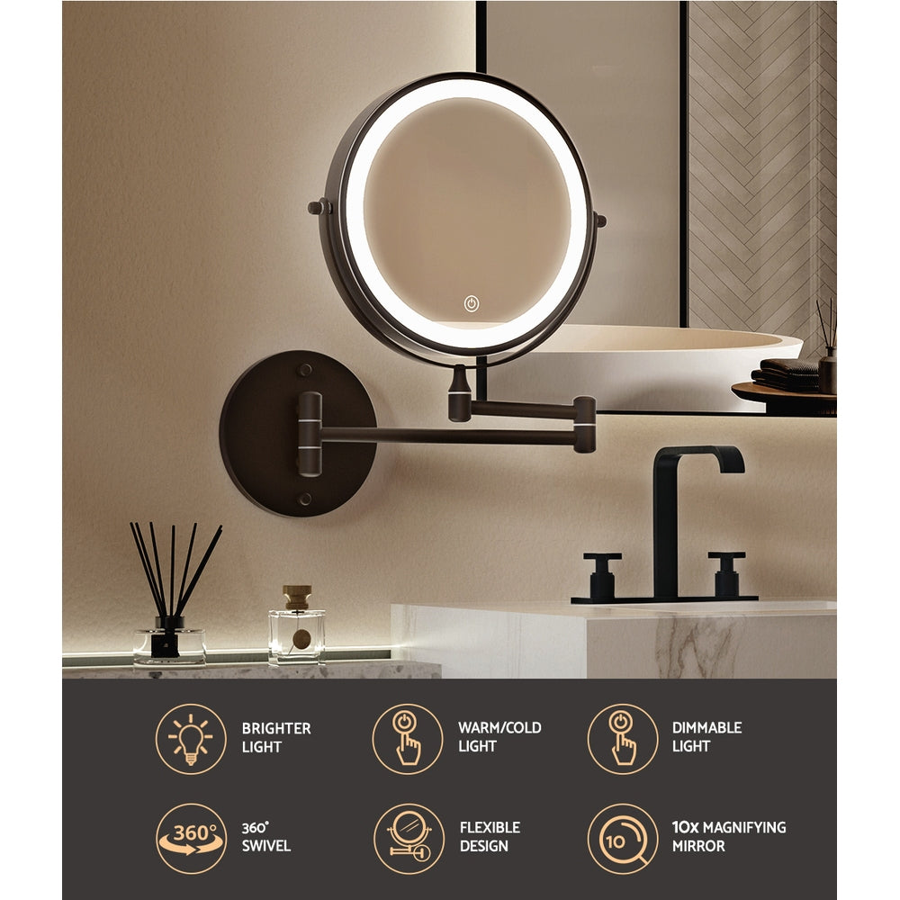 Extendable 10X Magnifying Mirror - Brown
