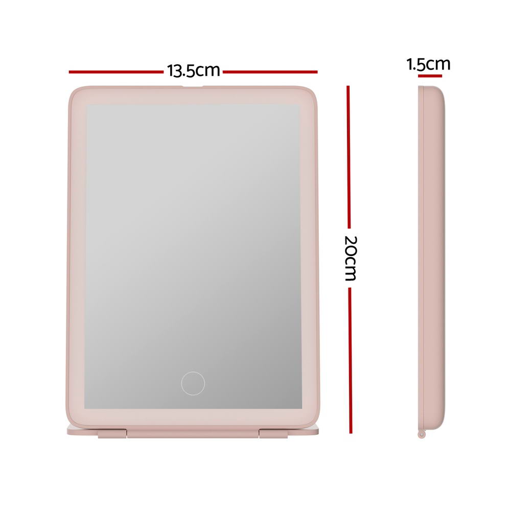 Compact Foldable LED Travel Mirror - Pink
