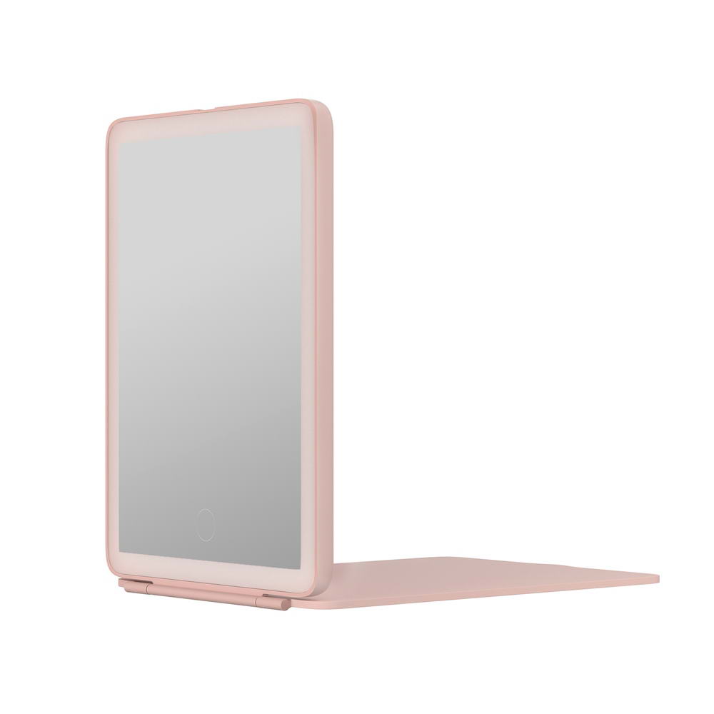Compact Foldable LED Travel Mirror - Pink
