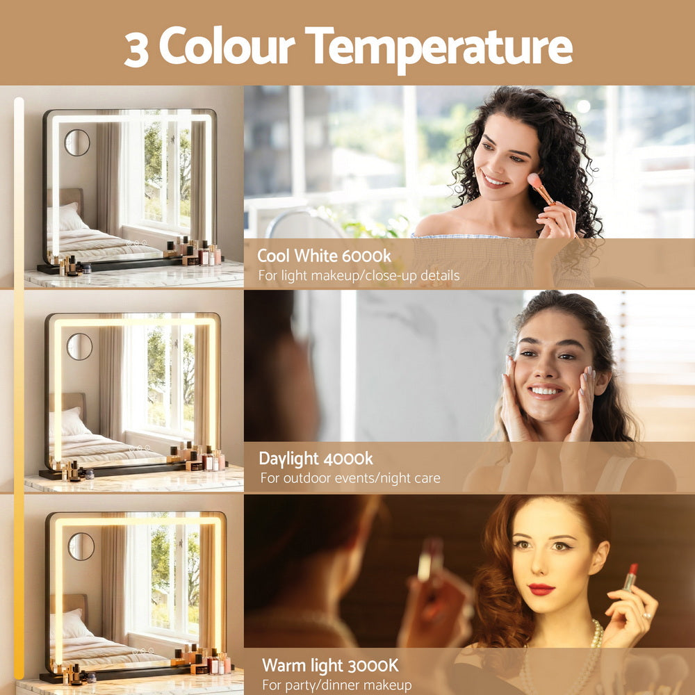 60x50cm Hollywood Vanity Mirror - Black