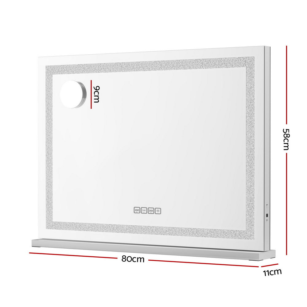 80x58cm Bluetooth Crystal LED Vanity Mirror