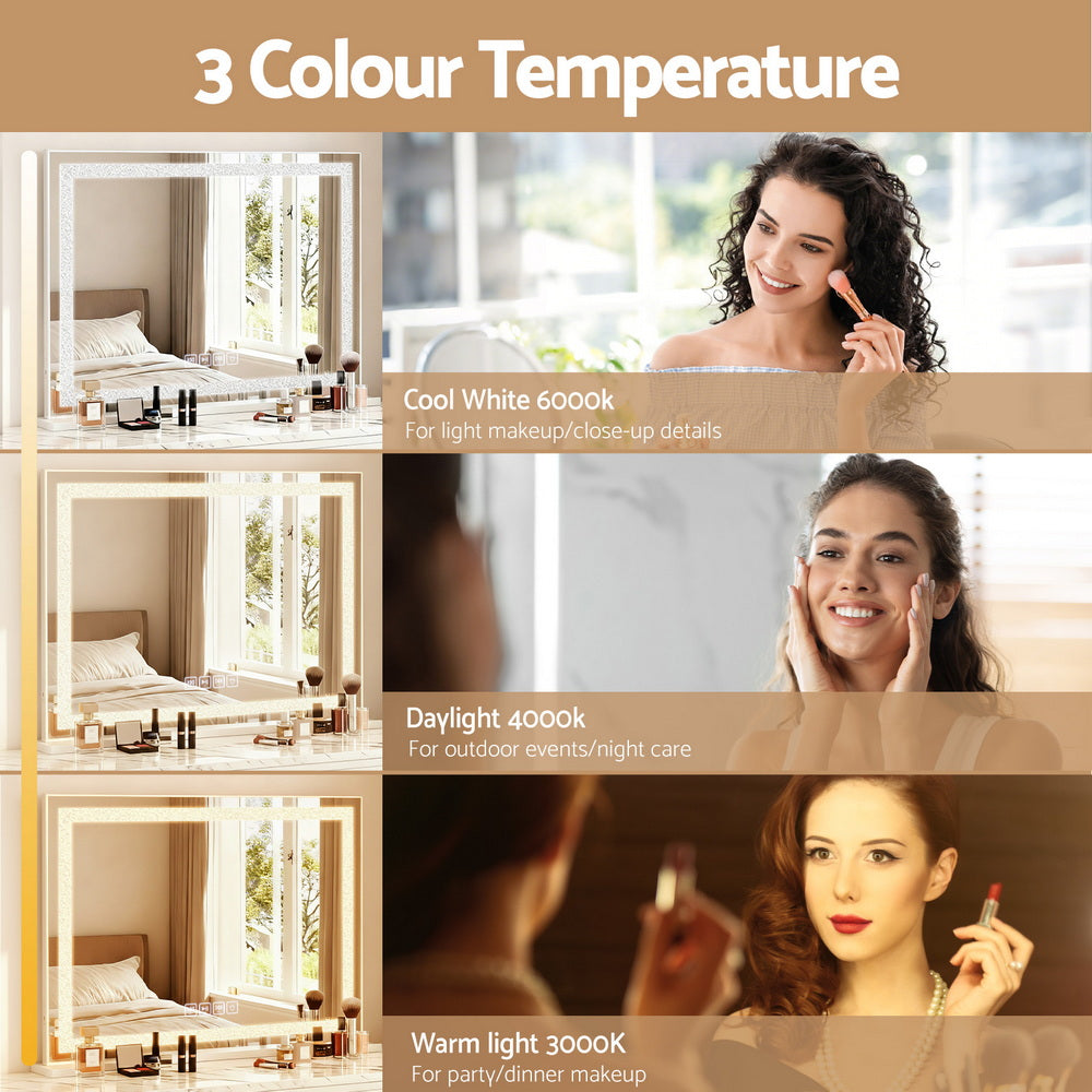 80x58cm Bluetooth Crystal LED Vanity Mirror