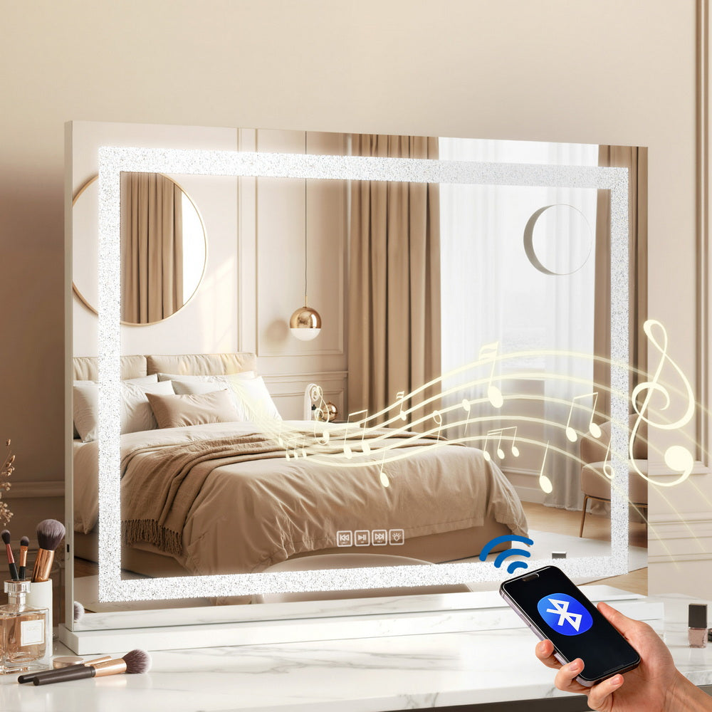 80x58cm Bluetooth Crystal LED Vanity Mirror