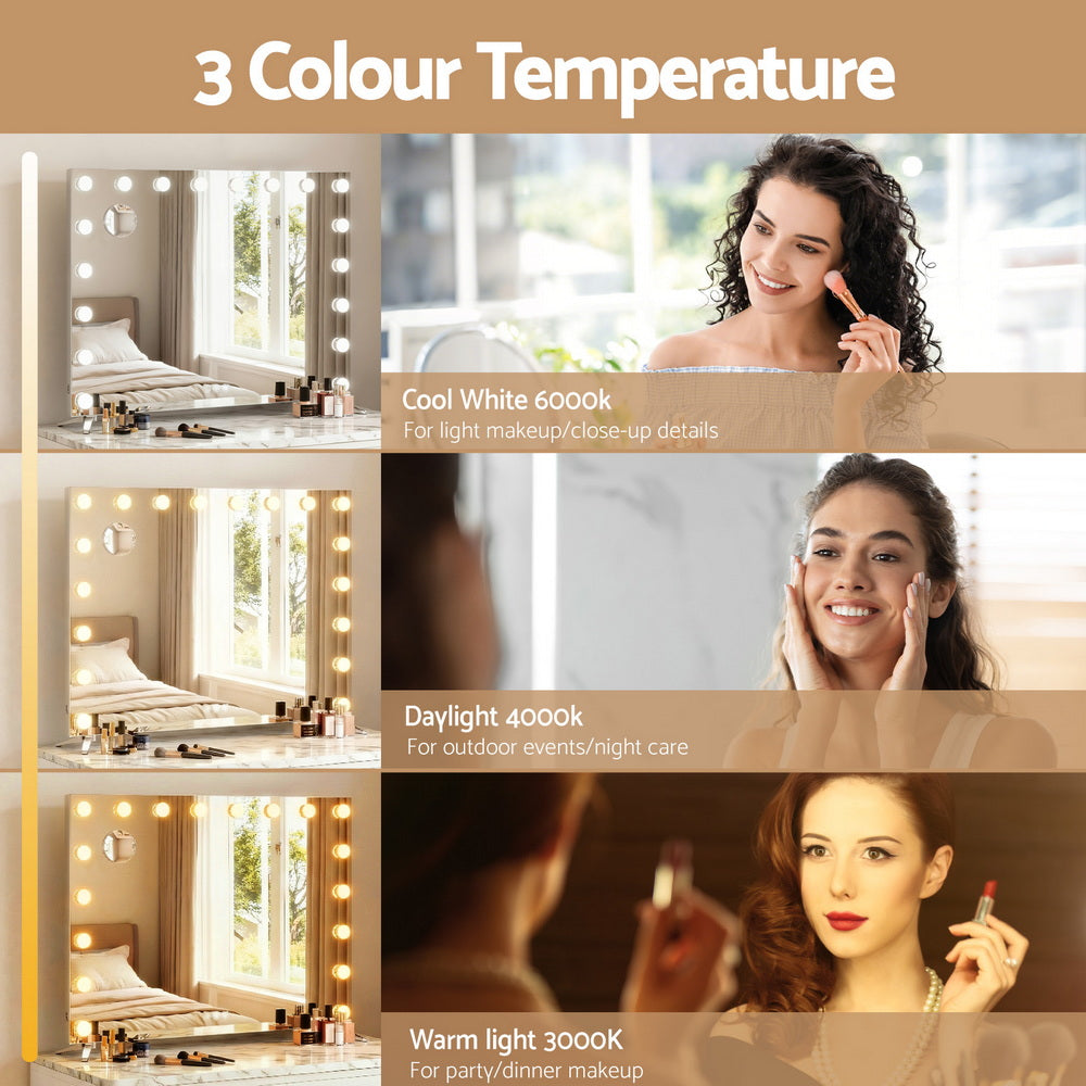 80x65cm Hollywood Vanity Mirror - Silver Legs