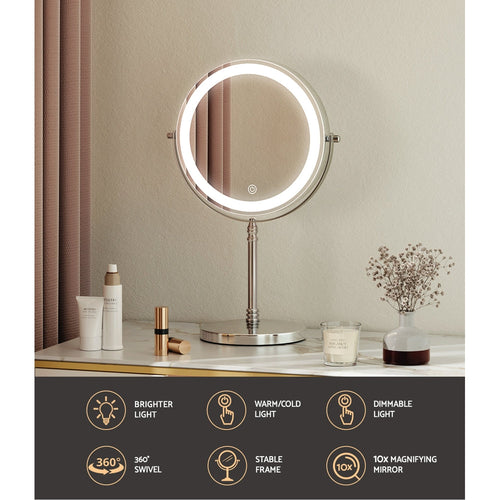 10X Magnifying LED Makeup Mirror 20x20cm