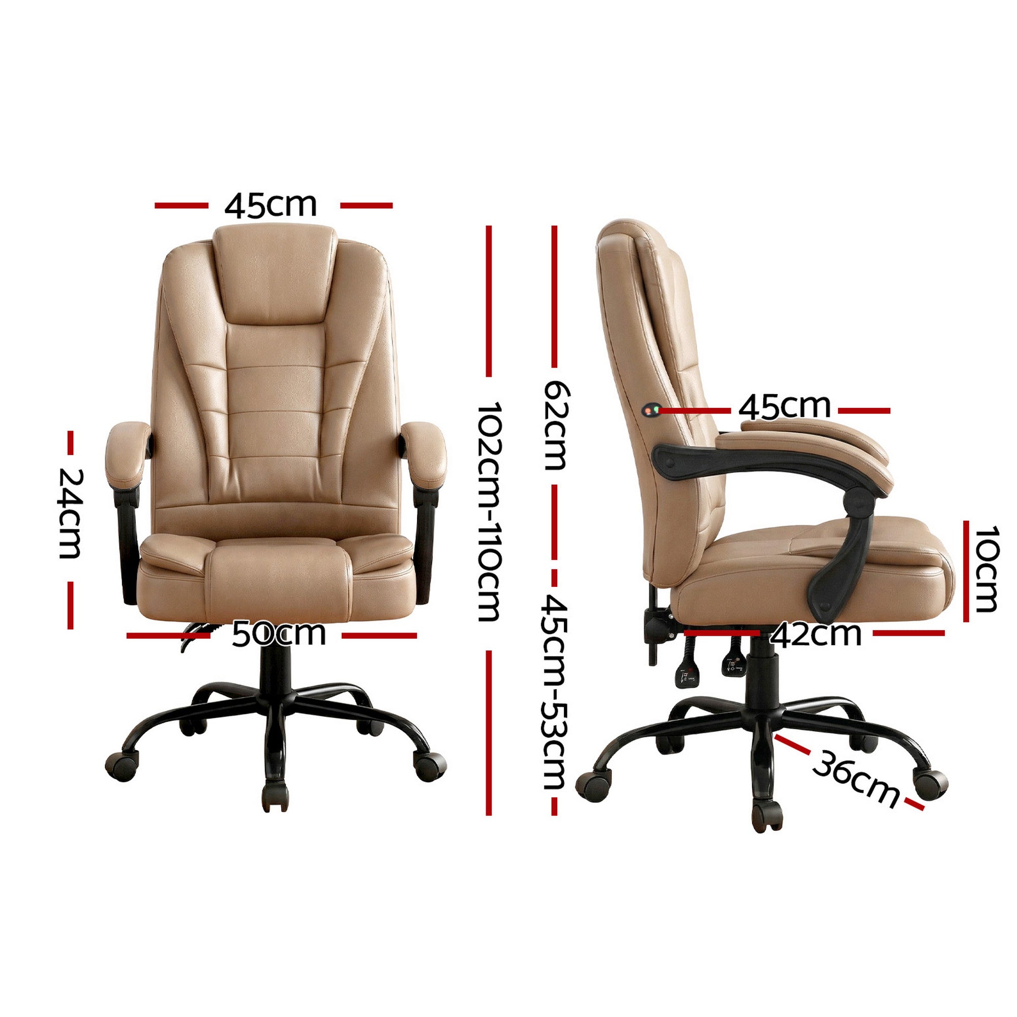 2-Point Massage Office Chair - Espresso