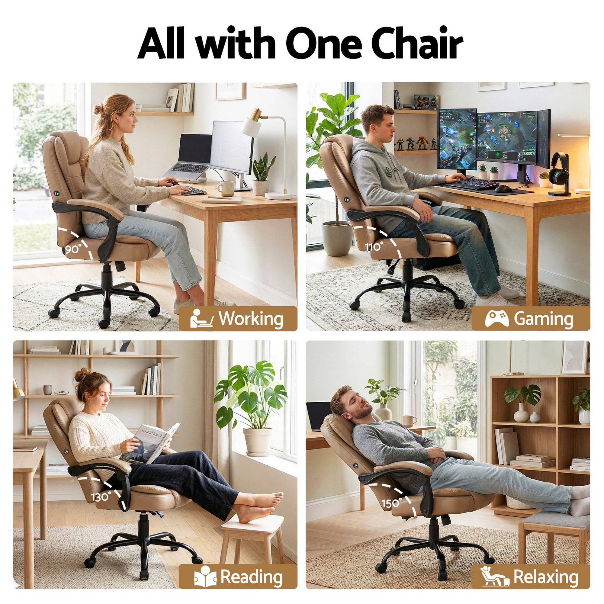 2-Point Massage Office Chair - Espresso
