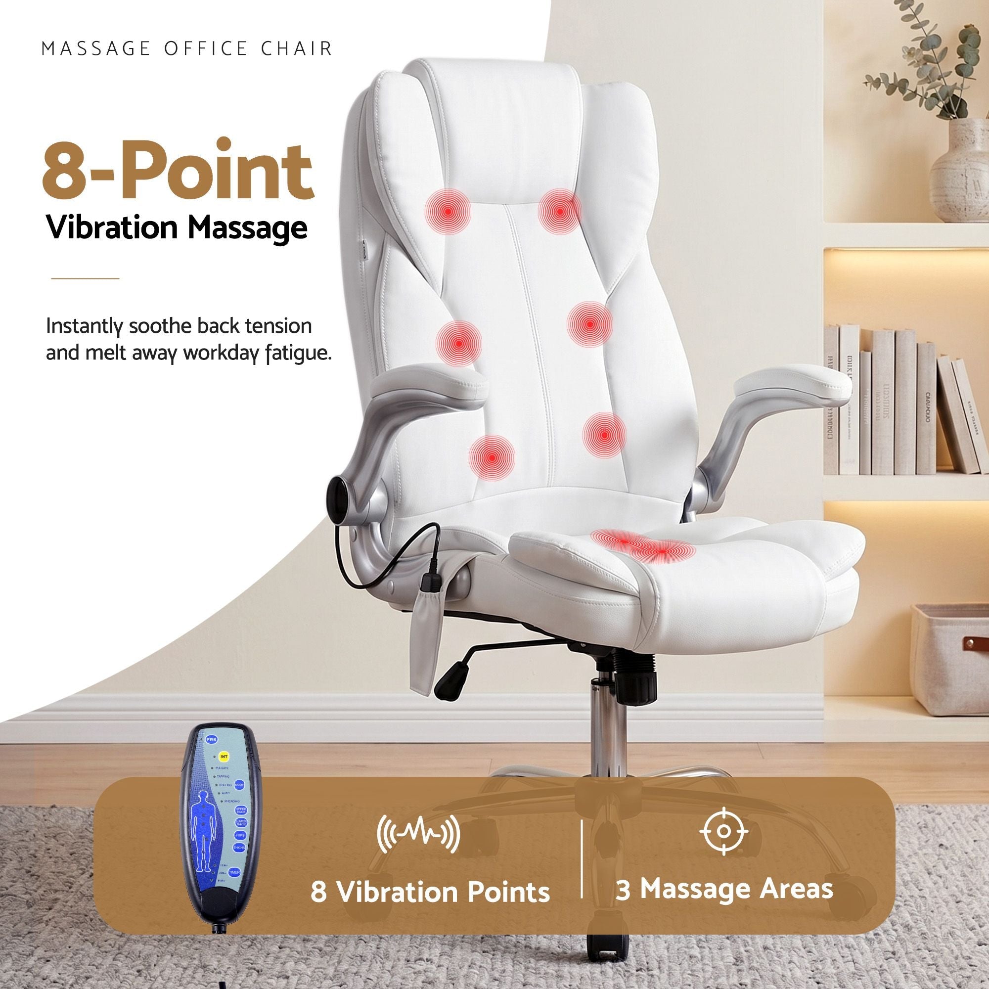 8-Point Massage Office Chair - White
