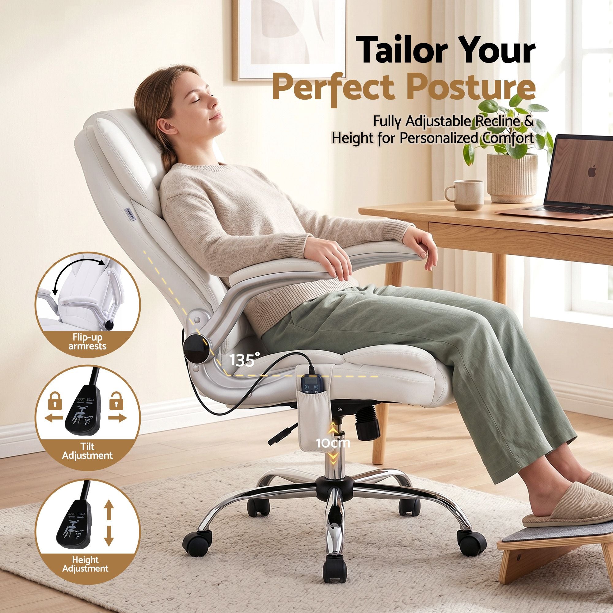 8-Point Massage Office Chair - White