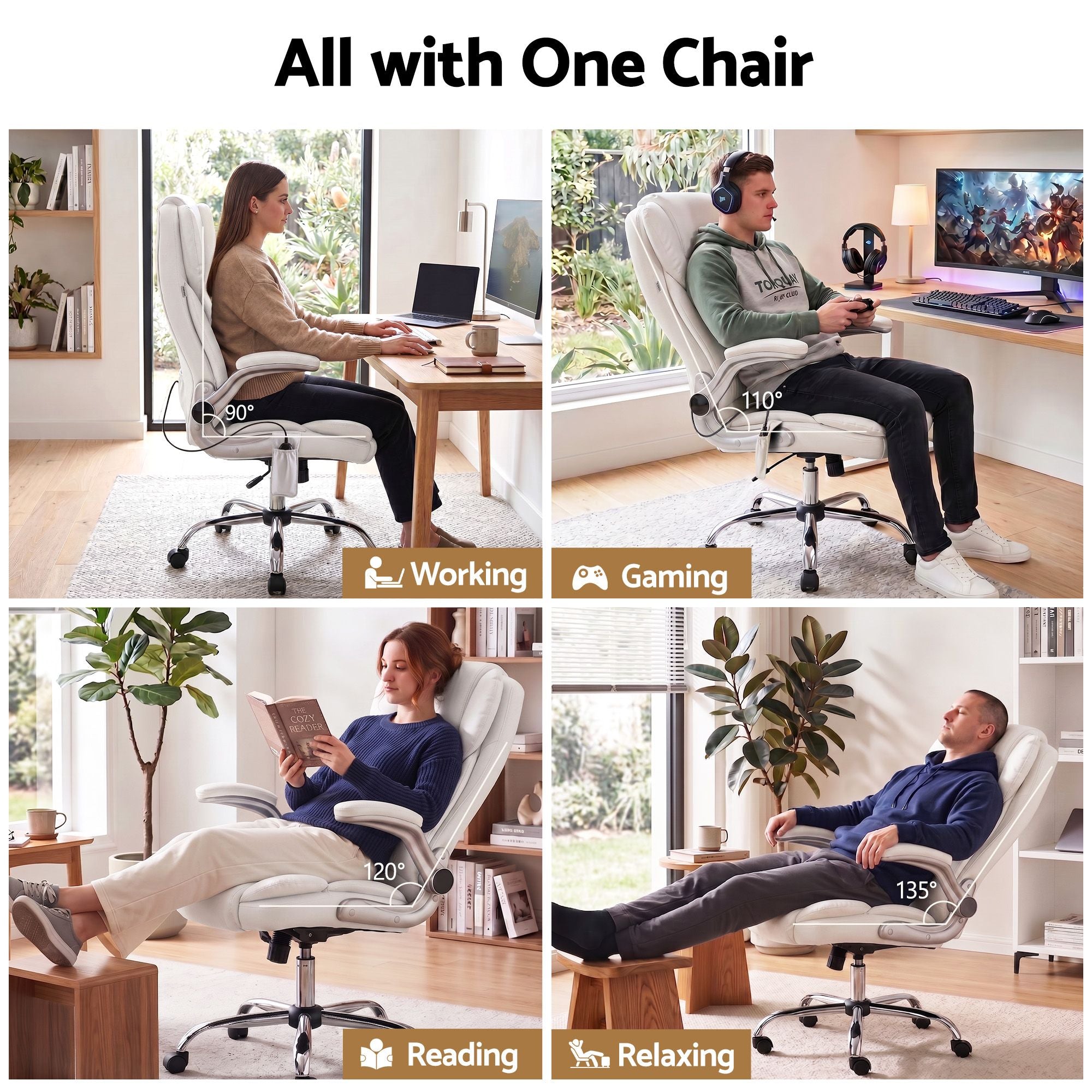 8-Point Massage Office Chair - White