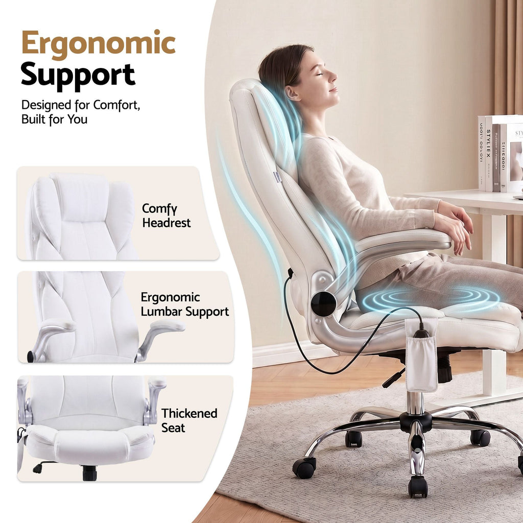 8-Point Massage Office Chair - White
