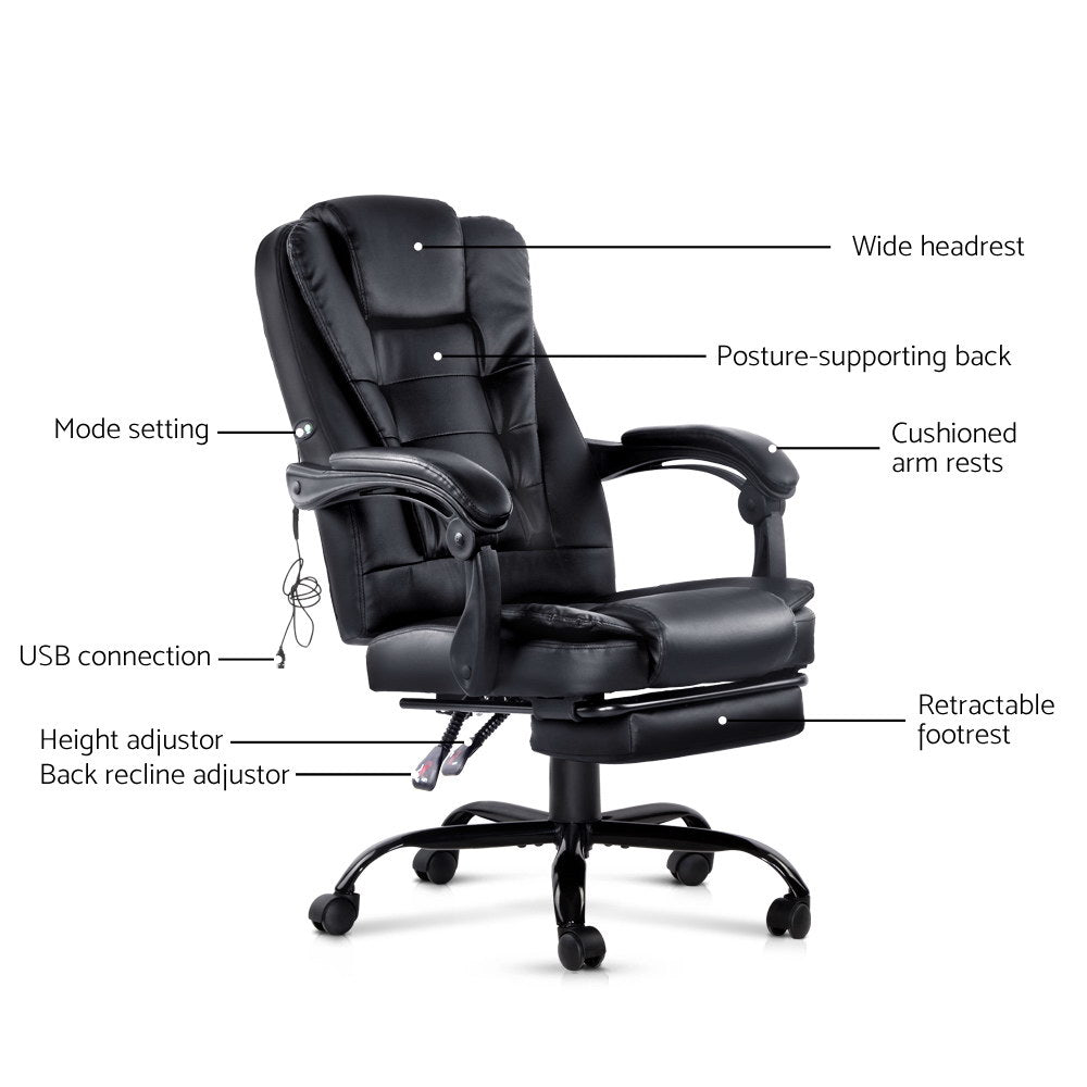 2-Point Massage Office Chair with Footrest