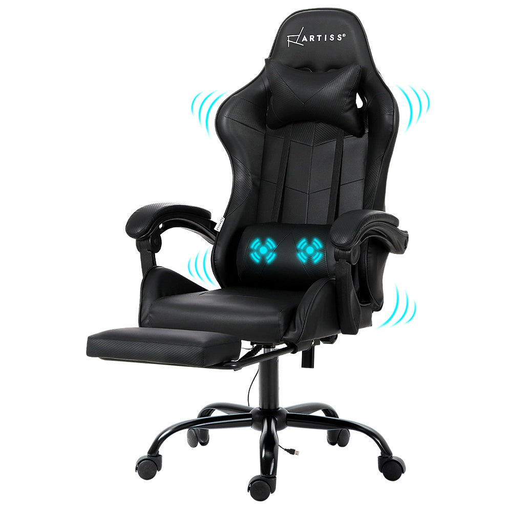 2-Point Massage Gaming Chair - Black