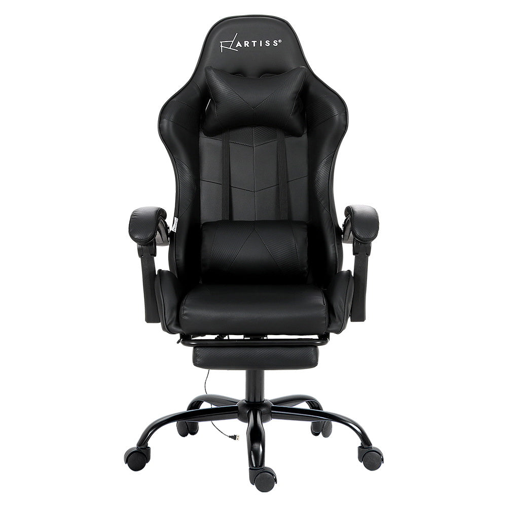 2-Point Massage Gaming Chair - Black