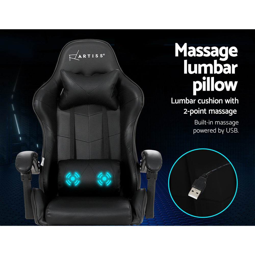 2-Point Massage Gaming Chair - Black