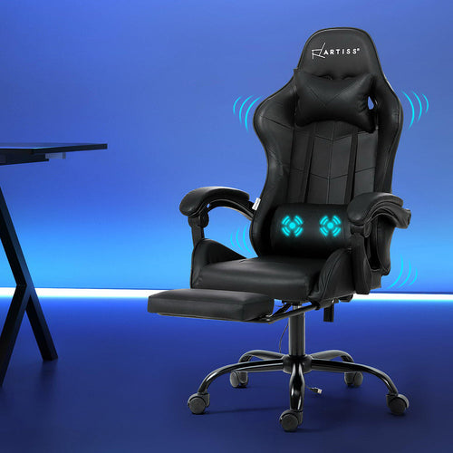 2-Point Massage Gaming Chair - Black